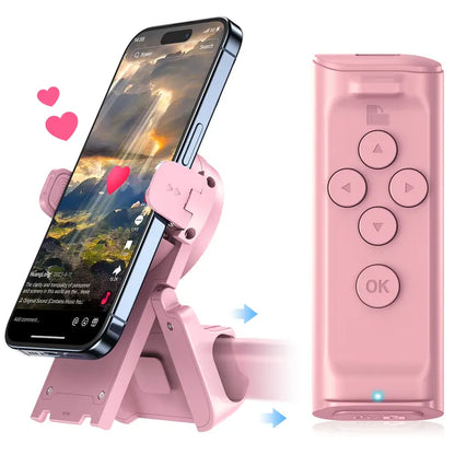 Remote Control for TikTok Scrollingwith Smartphone Holder Stand, Wireless PageTurner, Camera Shutter Video Recording foriOS Android, Phone Selfie Accessory,